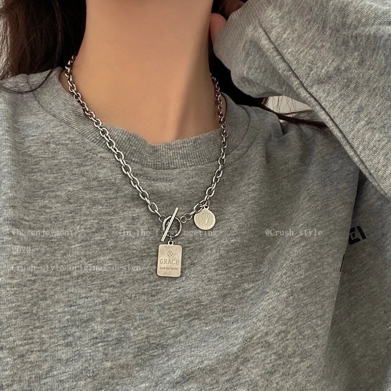 Minimalist Heart Shape Titanium Steel Pendant Necklace 1 Piece