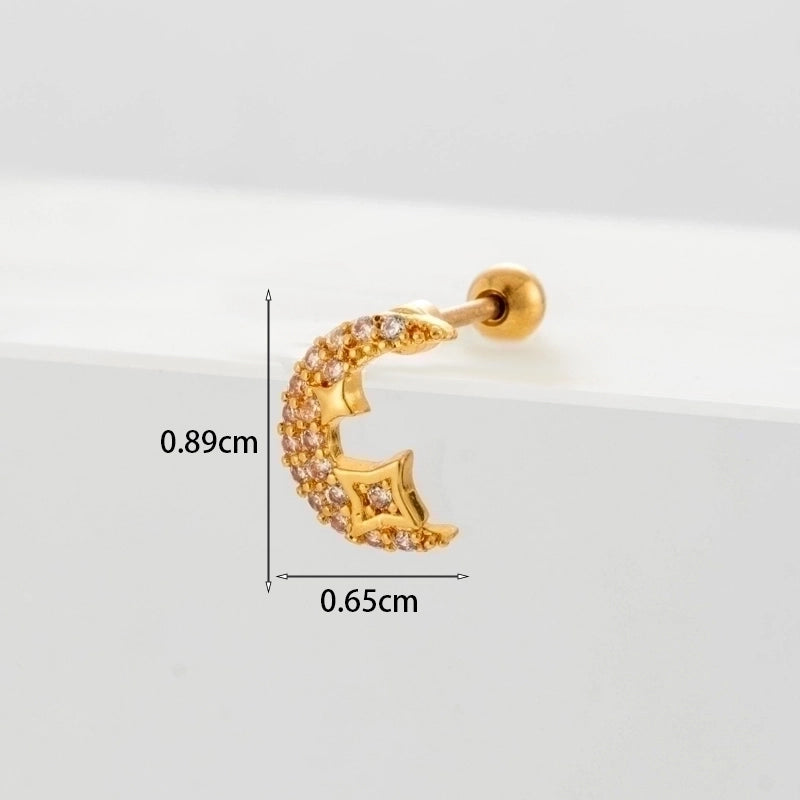 Ear Cartilage Rings & Studs Geometric Copper Plating Artificial Gemstones