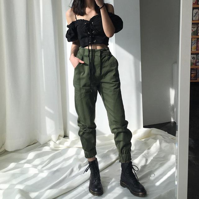 High Waisted Cargo Trousers