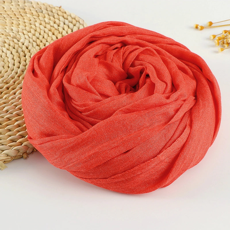 Women's Sweet Solid Color Cotton Silk Scarves