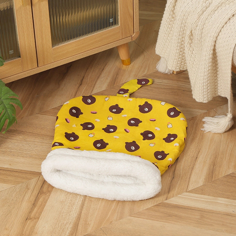 Cat Nest Winter Warm Semi-closed Cat Sleeping Bag Thickened Plush Removable And Washable Pet Mattress