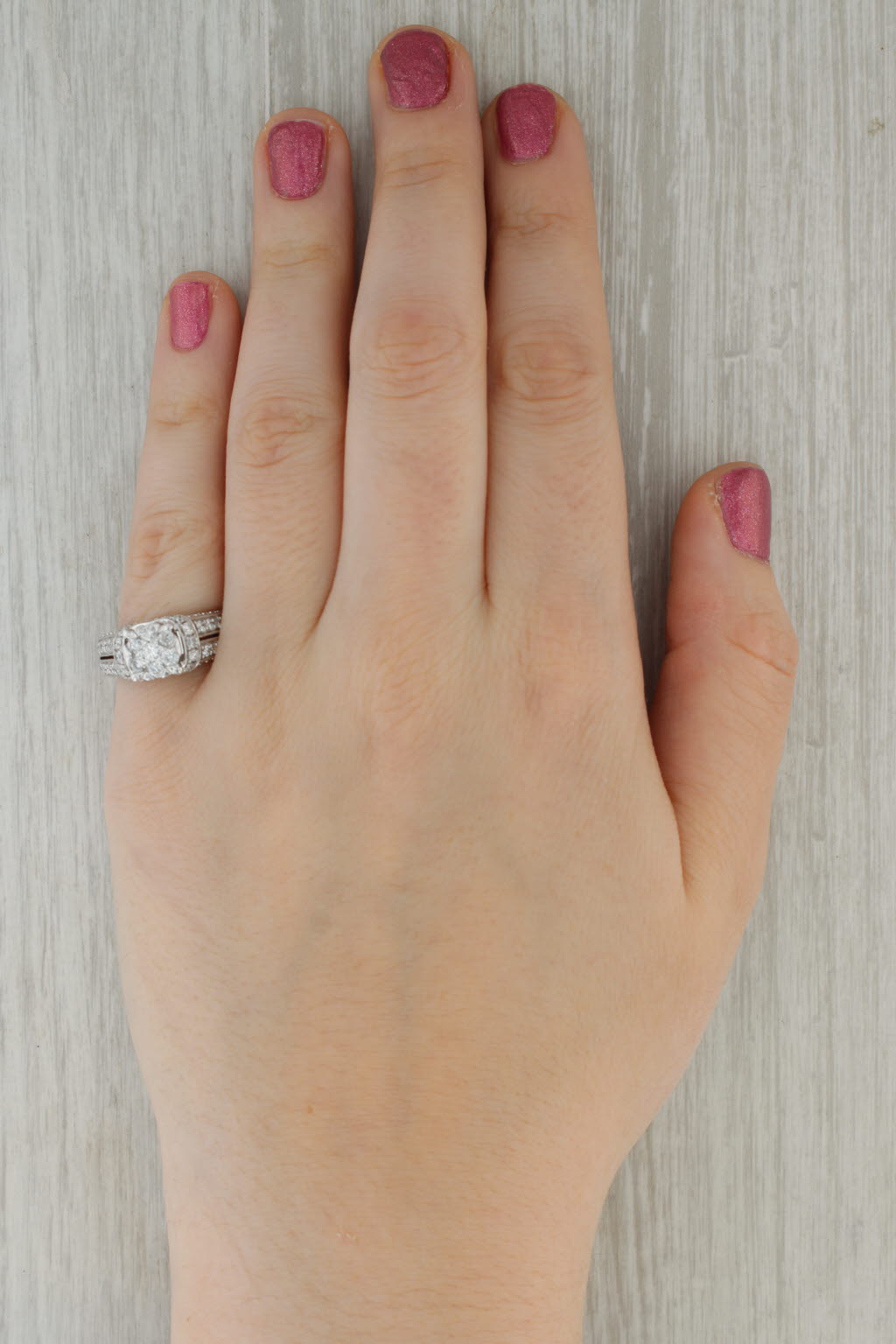 1.30ctw Diamond Engagement Ring 14k White Gold Size 7.5 Cathedral Band