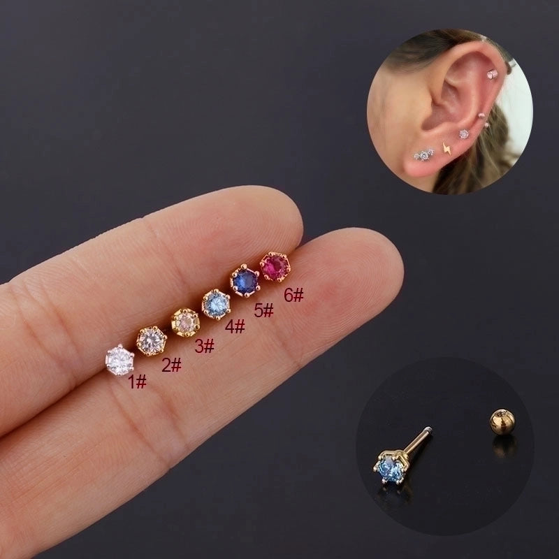 Ear Cartilage Rings & Studs Minimalist Geometric Copper Plating Artificial Gemstones