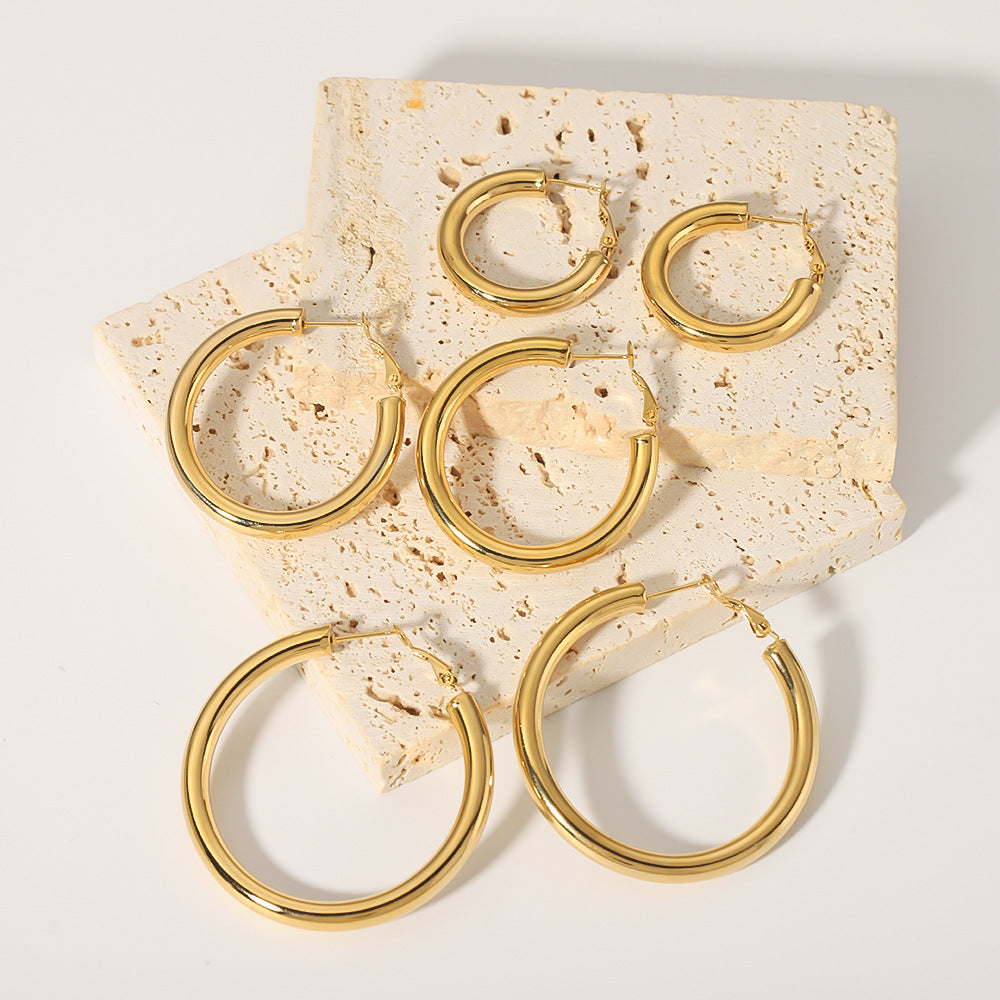 IG Style Round Geometric Stainless Steel Electroplating Earrings