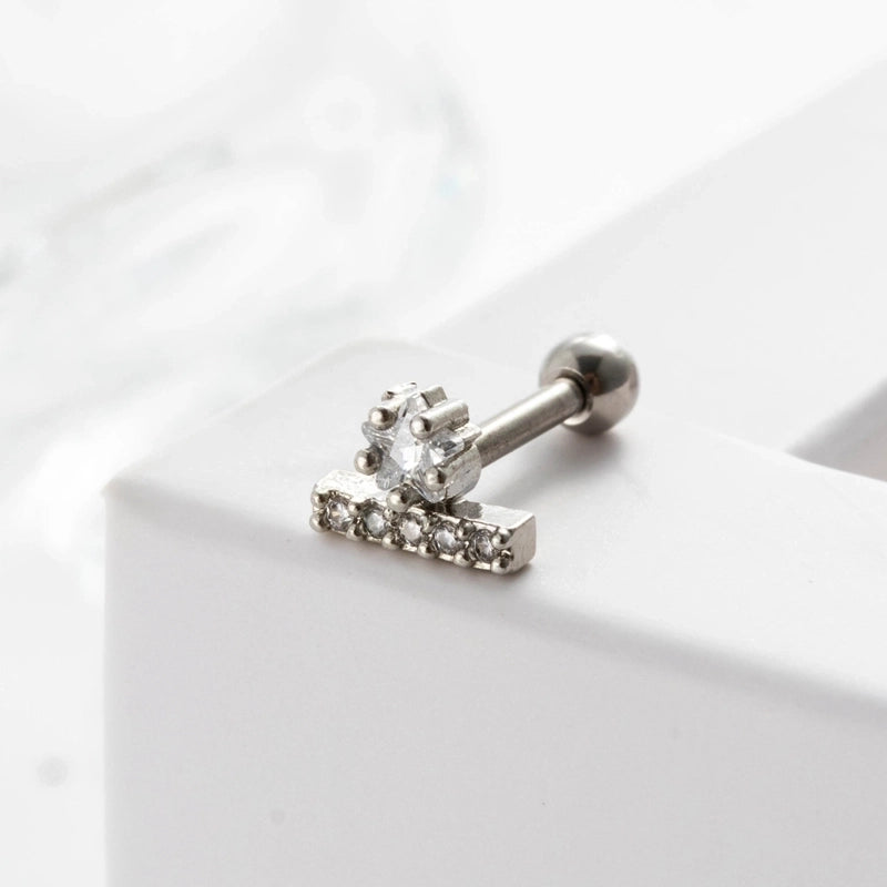 Ear Cartilage Rings & Studs Geometric 316L Stainless Steel  Copper Inlaid Zircon