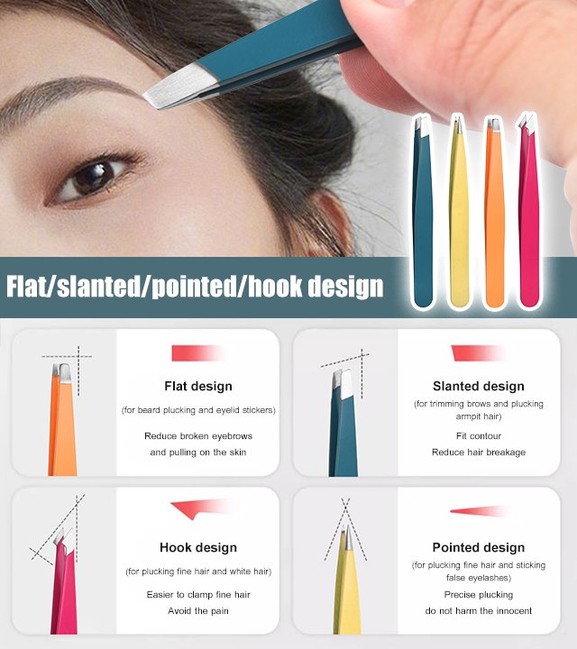 Multipurpose Stainless Steel Eyebrow Tweezers Set