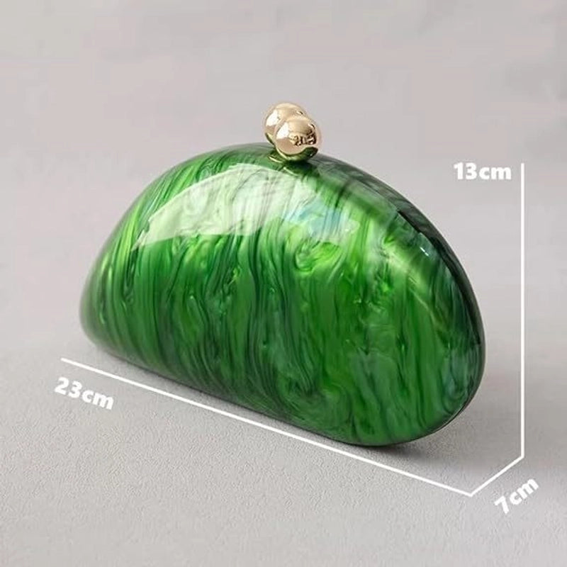 Green Arylic Solid Color Dumpling Shape Evening Bags