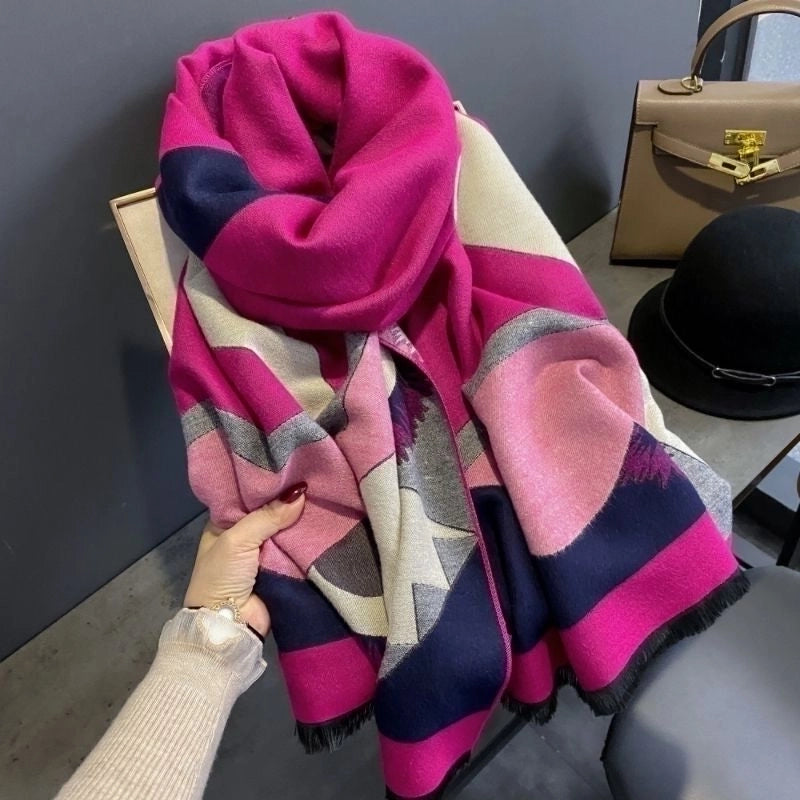 Women's Streetwear Color Block Imitation Cashmere Tassel Scarf