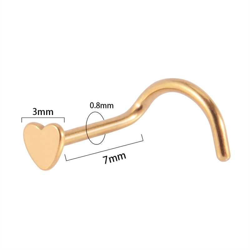 1 Piece Nose Rings & Studs Minimalist Heart Shape 304 Stainless Steel Plating 18K Gold Plated