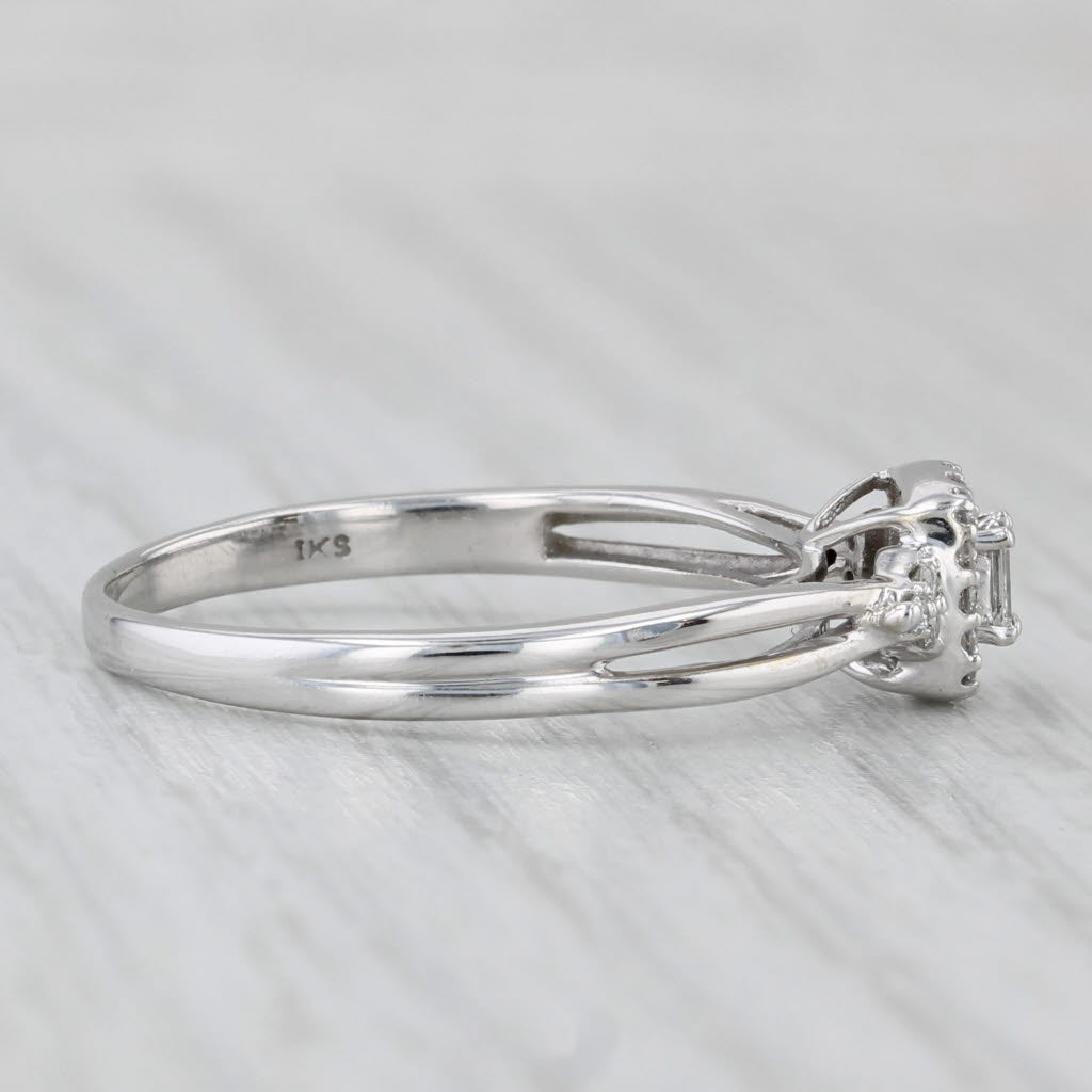 0.18ctw Diamond Halo Engagement Ring 10k White Gold Size 8.25