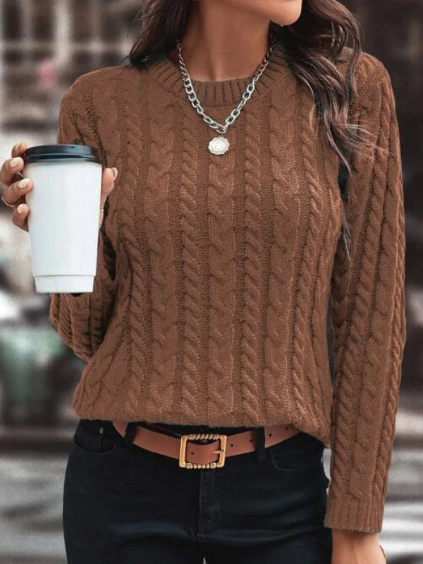 Solid Cable Knit Sweater