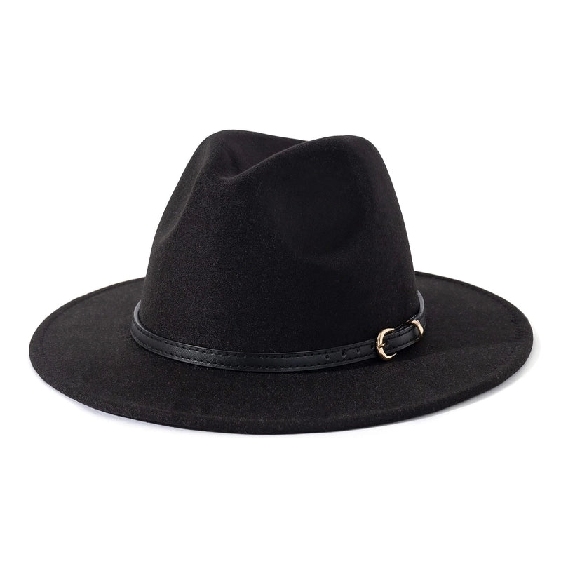 Fashion Flat Top Hat Women's British French Socialite Elegant Felt Hat Autumn And Winter Warm Jazz Hat Men's