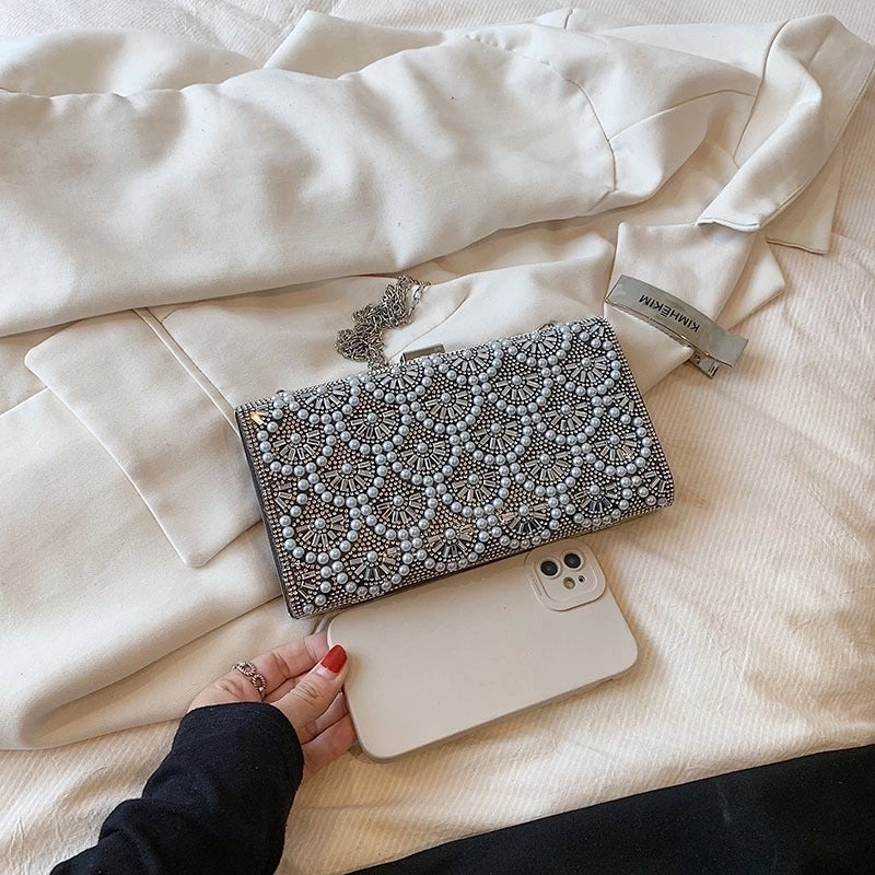 Women's Medium All Seasons Special Material Solid Color Flower Vintage Style Square Lock Clasp Evening Bag