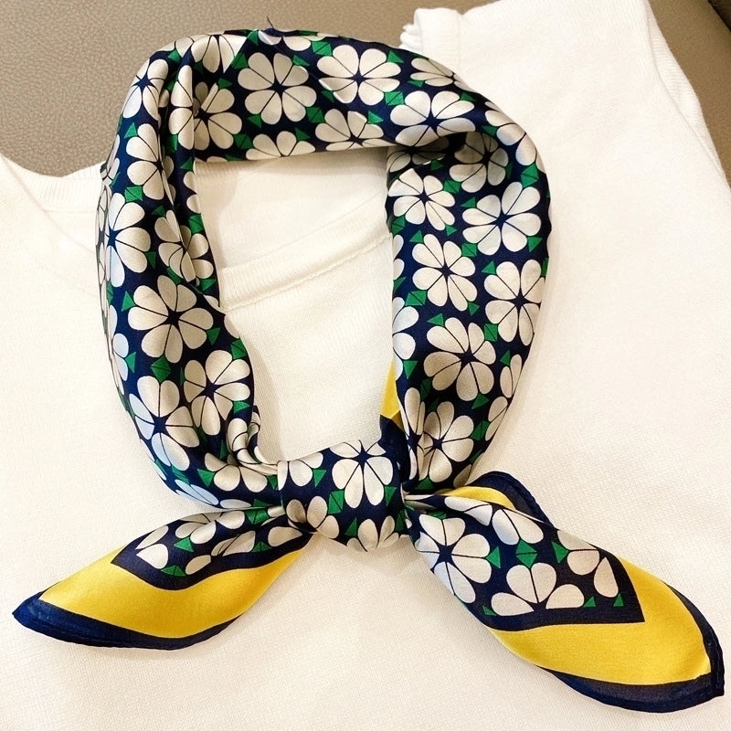 Women's Elegant Geometric Polyester Printing Silk Scarf
