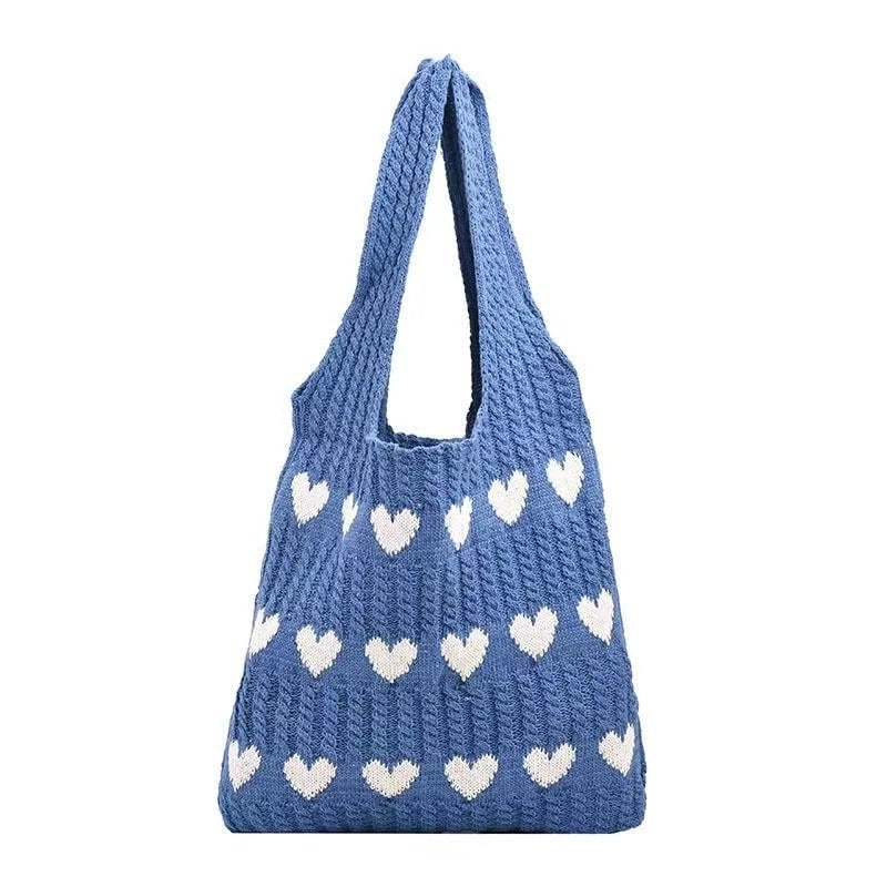 Women's Large Polyester Heart Shape Basic Square Open Tote Bag