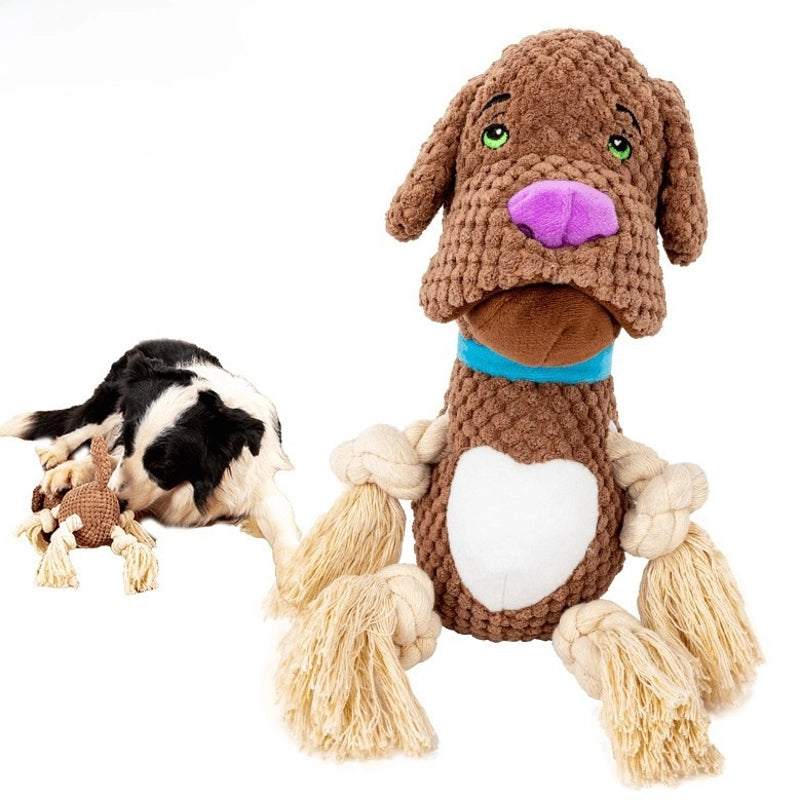 Dog Plush Toy Sound Bite-resistant Cotton Rope Dog Bite Molar Interactive Large Dog Puppy Pet Supplies