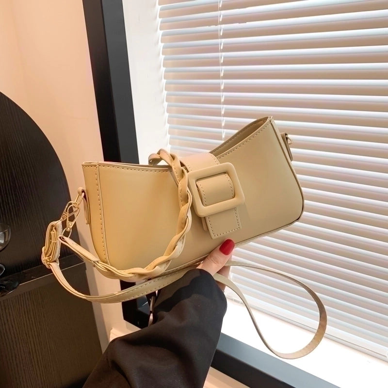Women's Pu Leather Solid Color Elegant Zipper Shoulder Bag