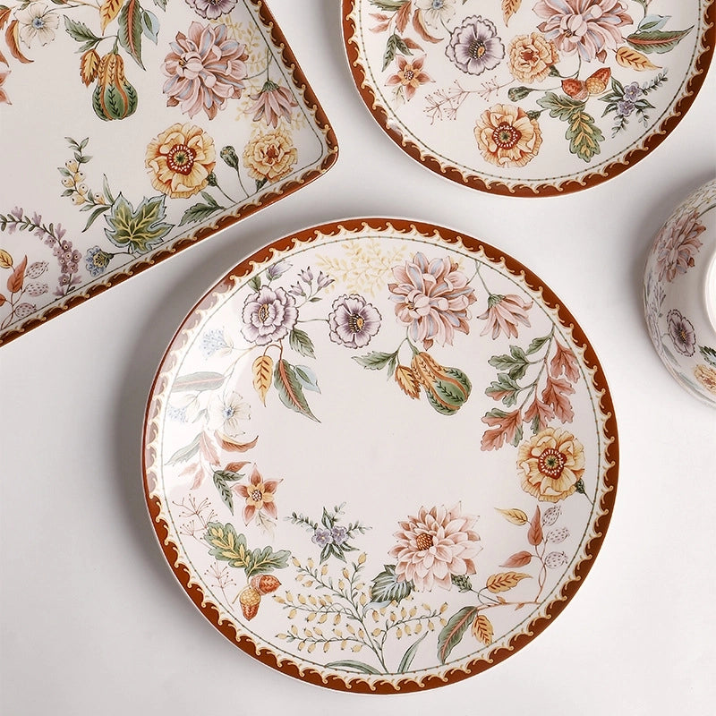 Ceramic Plate Creative Retro Western Steak Large Flat Plate Household Rectangular Plate New