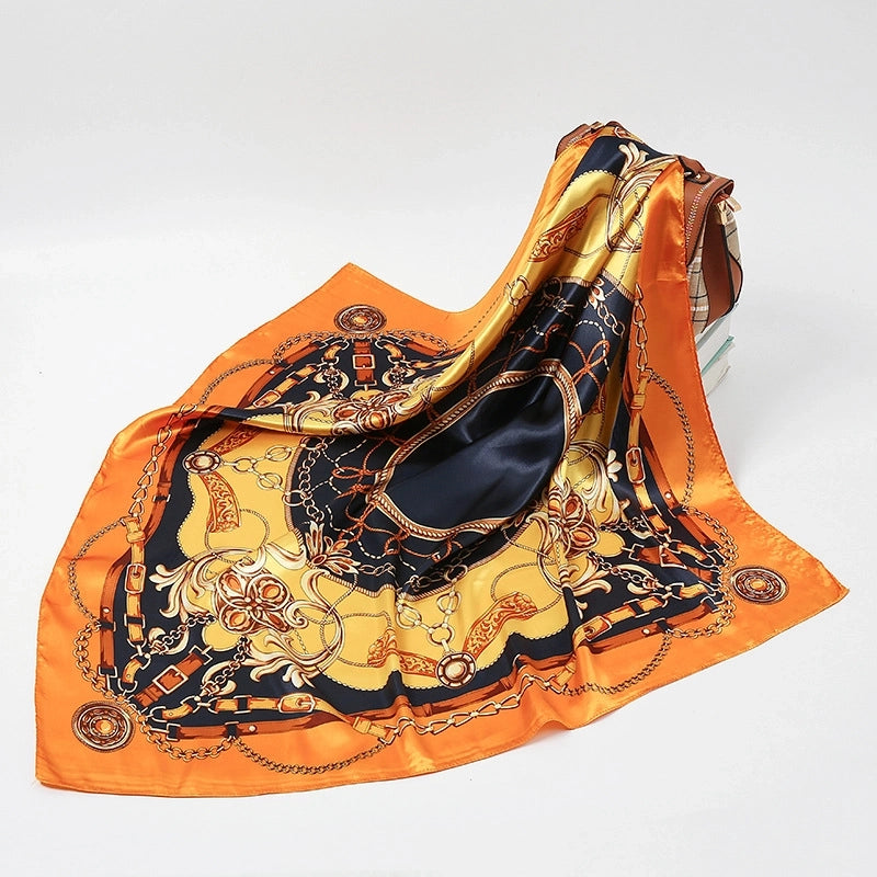 Gaohe Silk Scarf 90cm * 90cm Square Scarf Leopard Print Chain Large Square Scarf Silk Scarf Artificial Silk Scarf For Women