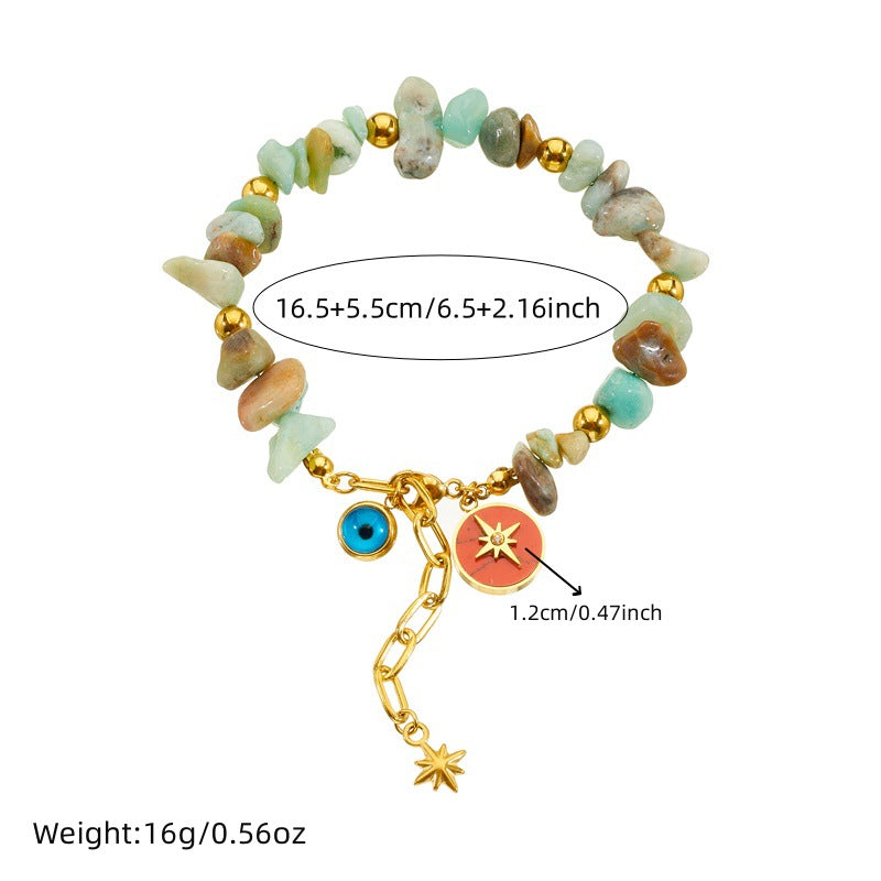 Colored Natural Stone Beaded Bracelet Turquoise Love Crown Epoxy Small Elephant Star Bracelet Autumn And Winter