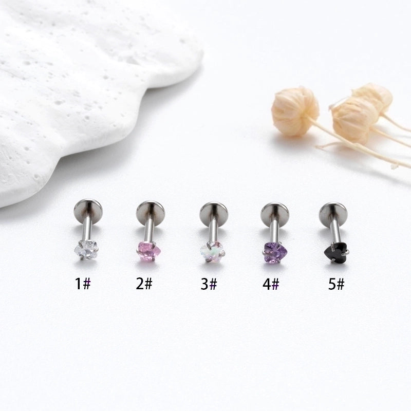 1 Piece Ear Cartilage Rings & Studs Heart Shape 316L Stainless Steel  Plating Inlay Zircon