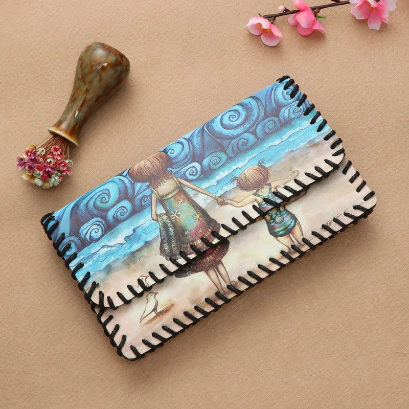Women's Pu Leather Printing Animal Vintage Style Square Magnetic Buckle Phone Wallets
