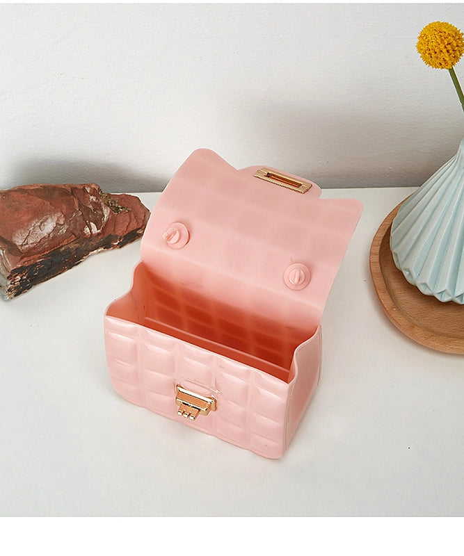 Women's Small PVC Solid Color Lingge Streetwear Lock Clasp Jelly Bag