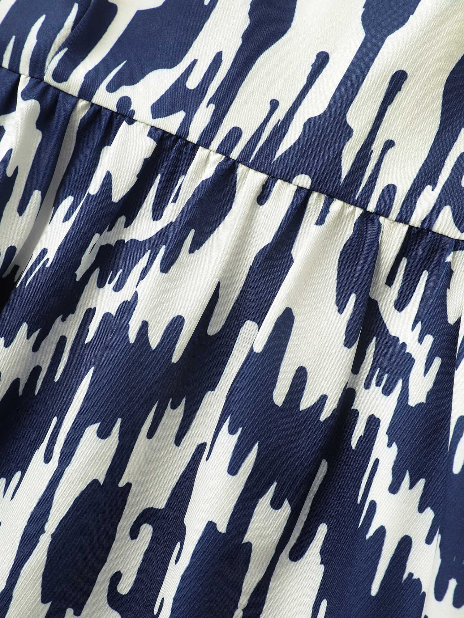 Boho Print Ruffle Sleeve Midi Dress