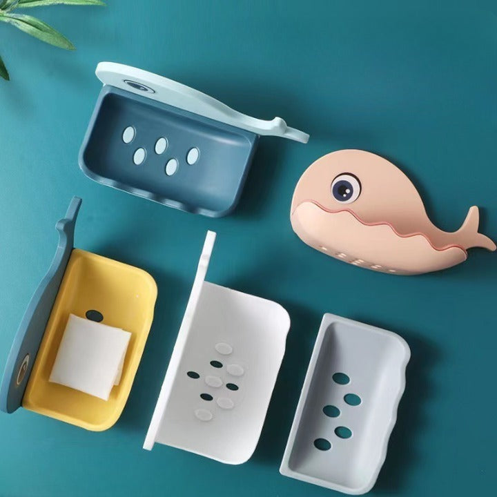 Fish Style Soap Dish. Wall Mount Strong Self-Adhesive