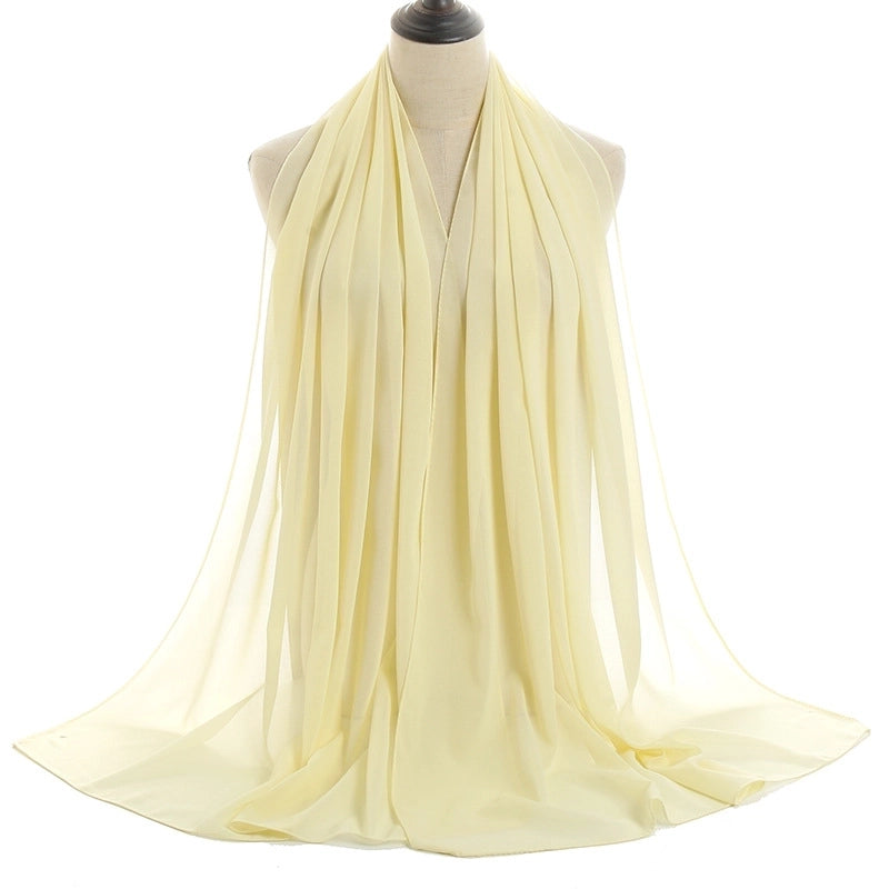 Women's Minimalist Solid Color Chiffon Cotton Linen Scarves