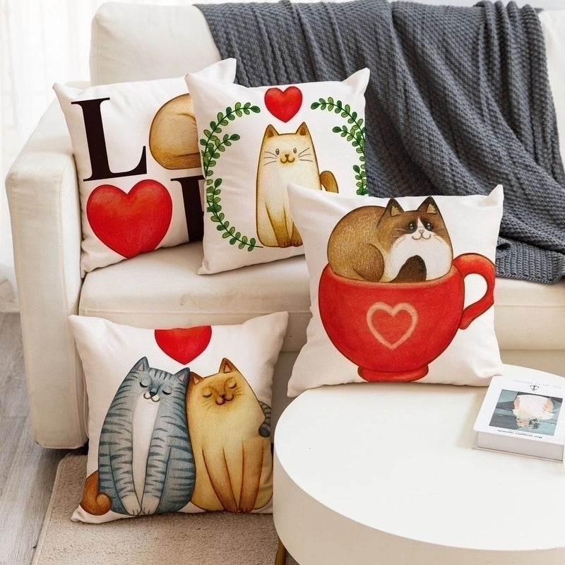 Cute Heart Shape Linen Pillow Cases