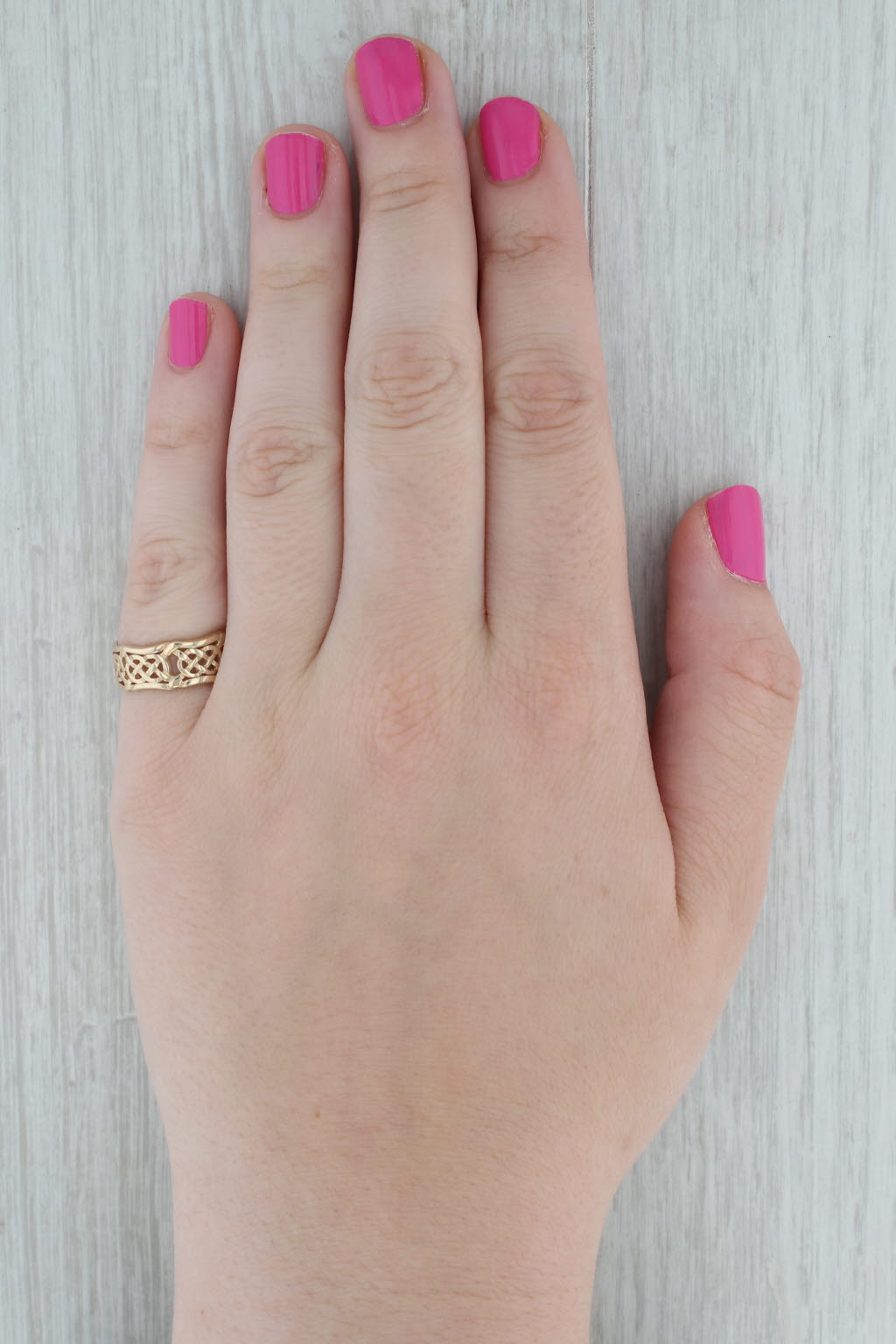 Celtic Knot Pattern Ring 14k Yellow Gold Size 6.5 Band Wedding