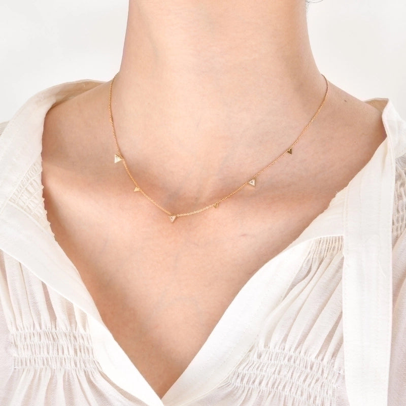 201 Stainless Steel Fairy Style Minimalist Plating Inlay Triangle Square Water Droplets Zircon Necklace