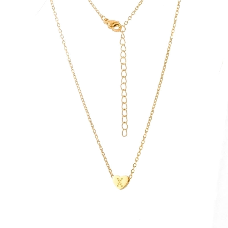 Stainless Steel Titanium Steel 18K Gold Plated Minimalist Letter Heart Shape None Pendant Necklace