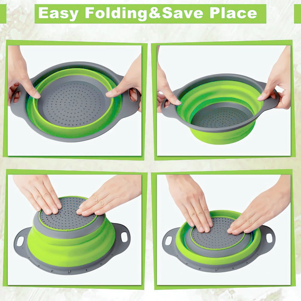 Foldable Silicone Drain Basket-Green(Large)