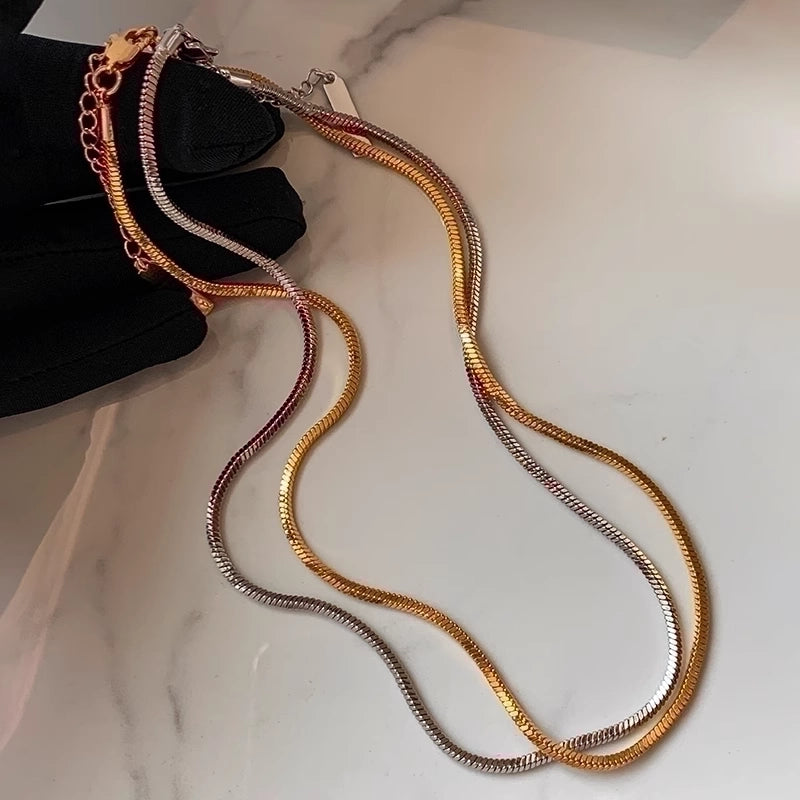 IG Style Basic Solid Color 304 Stainless Steel 18K Gold Plated Plating Stainless Steel Necklaces