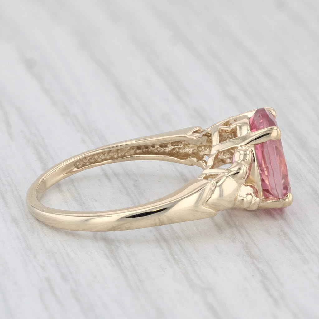 3ct Pink Tourmaline Oval Solitaire Ring 14k Yellow Gold Size 7