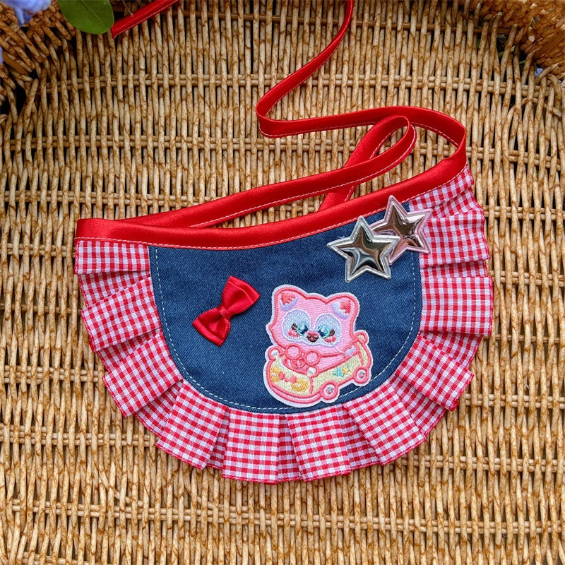 Pet Cat Dog Hot Girl Denim Bib Heavy Industry Cat Saliva Towel Teddy Bear Selling Cute Saliva Towel