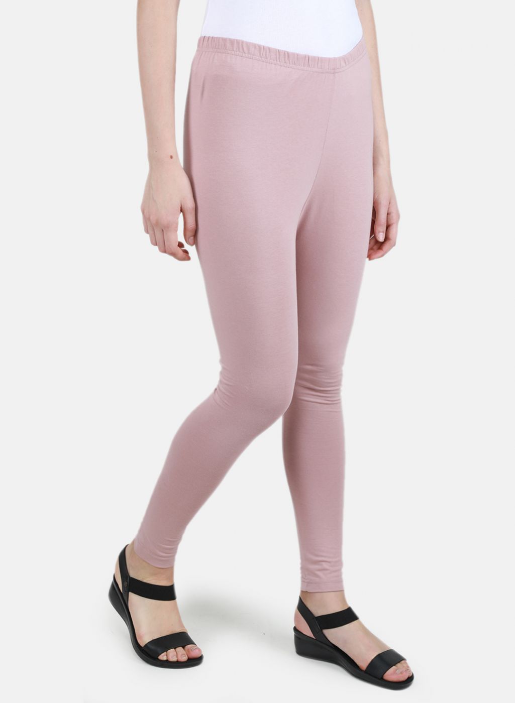 Women Light Pink Solid Legging