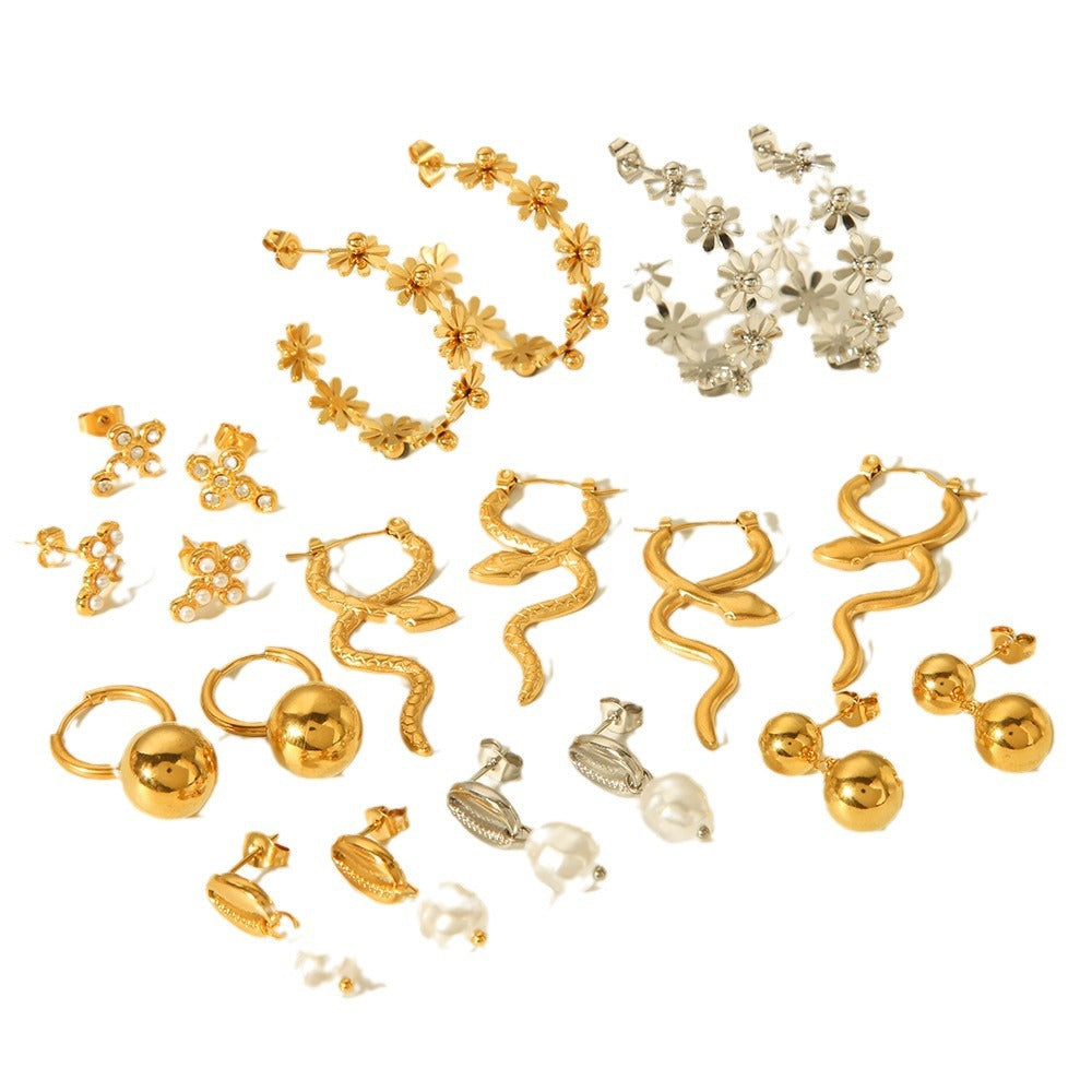 IG Style Geometric Stainless Steel Electroplating Earrings