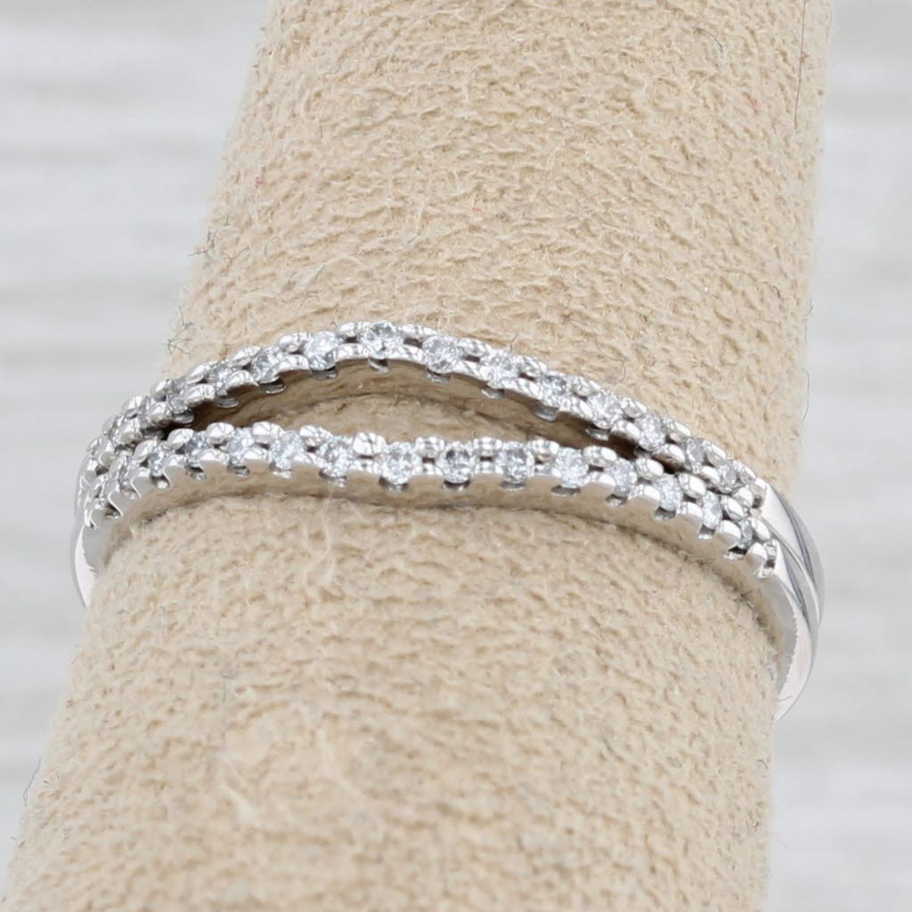 0.12ctw Diamond Contoured Wedding Bands Jackets 14k White Gold Size 7 Stackable