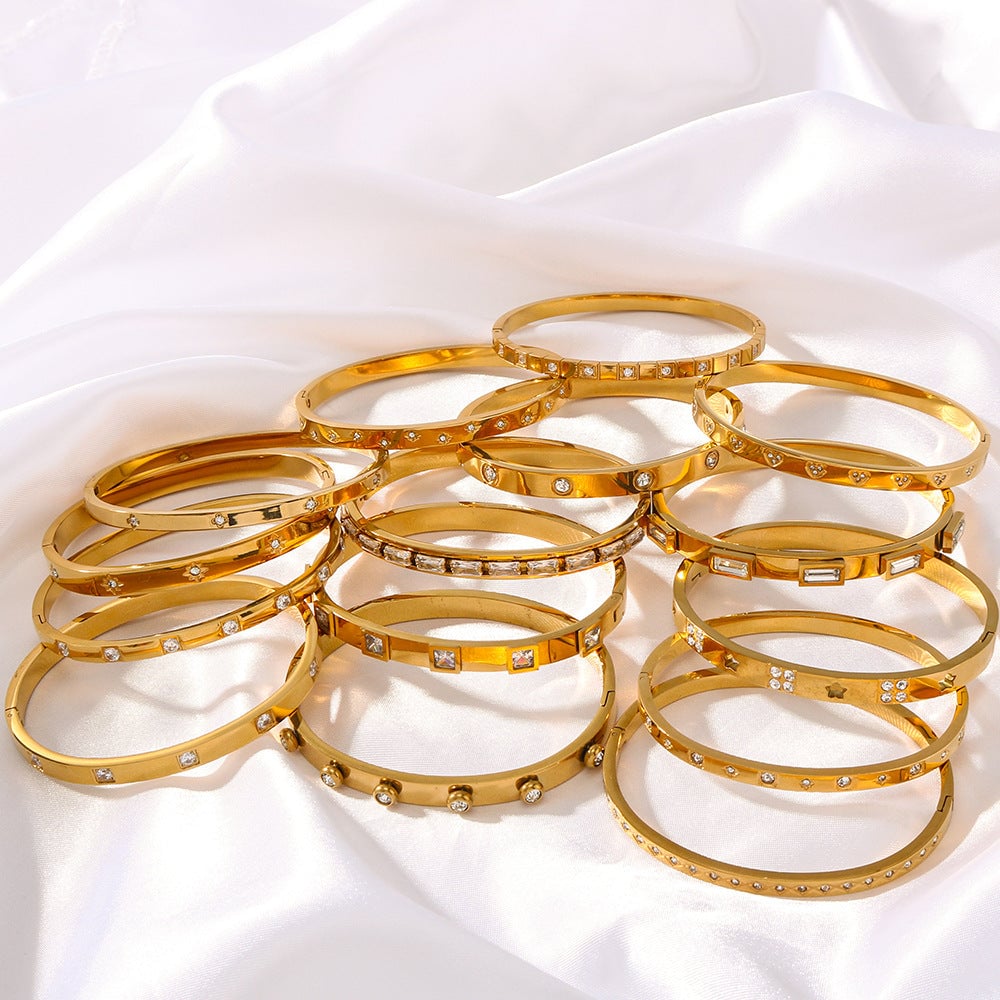 IG Style Pentagram Square Heart Octagram Stainless Steel Electroplating Bangles