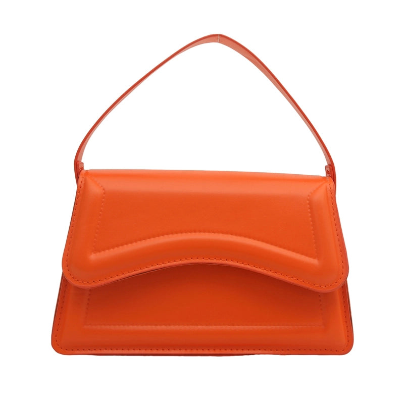 Women's Medium Pu Leather Solid Color Streetwear Square Flip Cover Handbag
