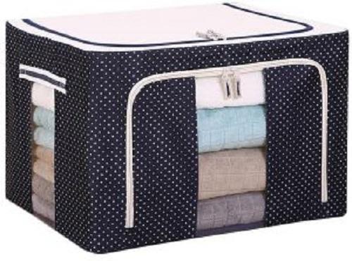 Folding Oxford Cloth Steel Frame Clothing Quilts Pillows Storage Bag Folding Organizer Box Storage Bag Zipper Lid