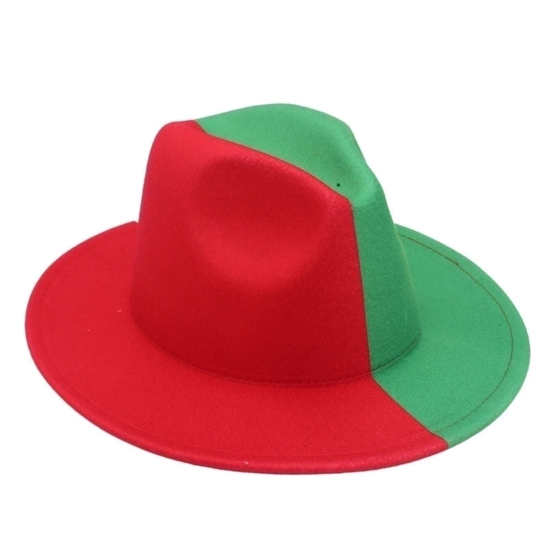 Unisex Basic Color Block Wide Eaves Fedora Hat