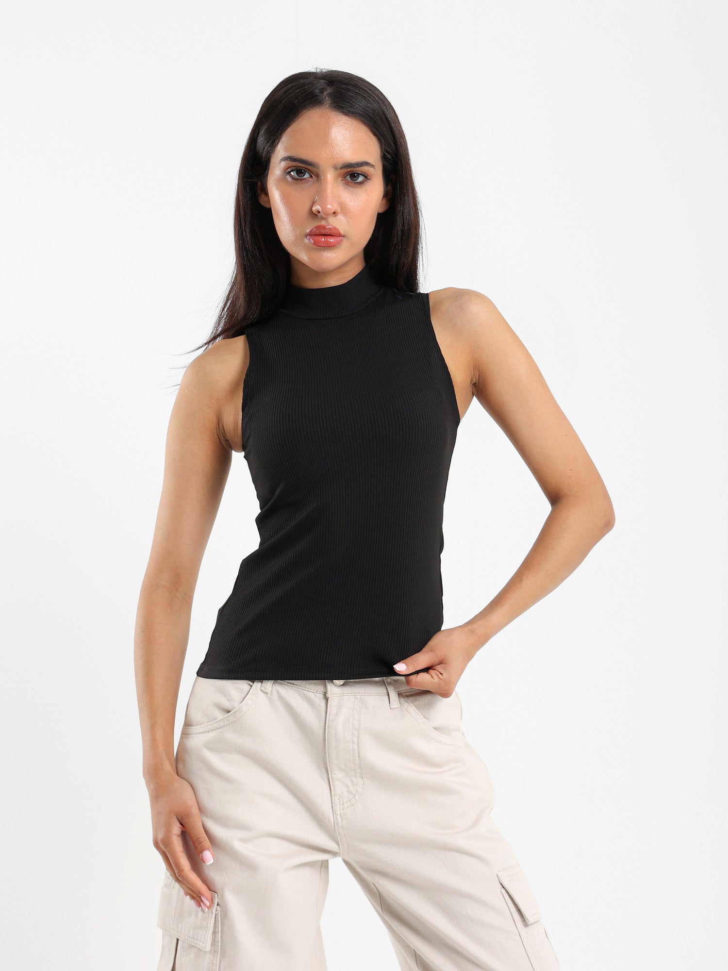 Sleeveless Mock-Neck Top