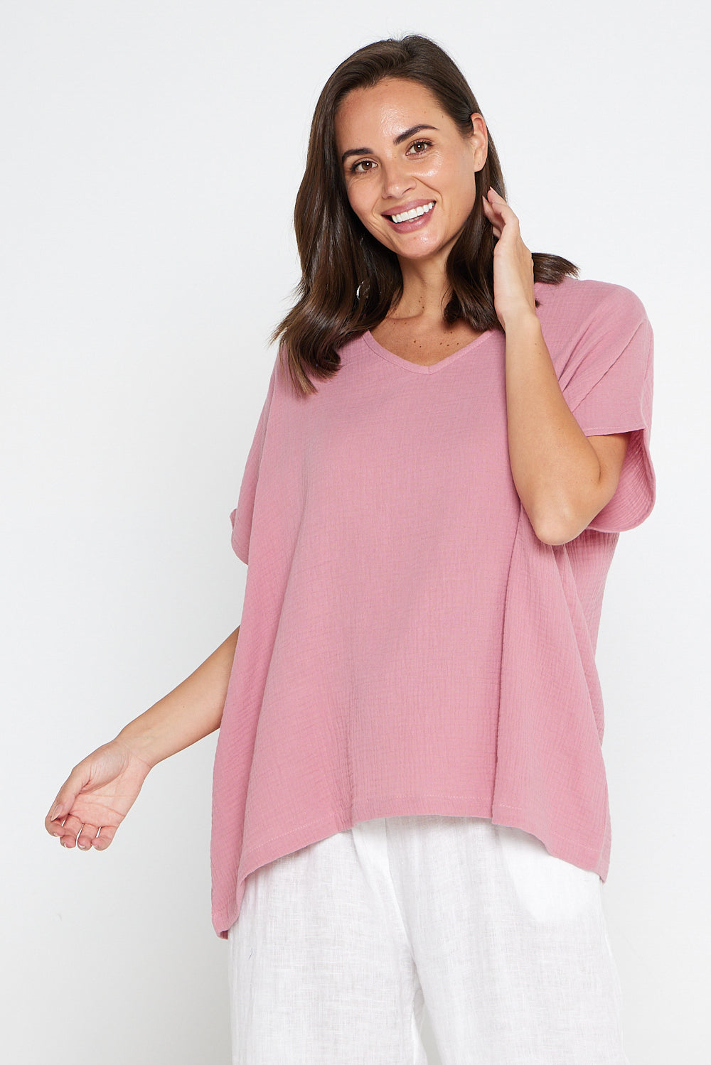 Tahiti Muslin Top - Rose