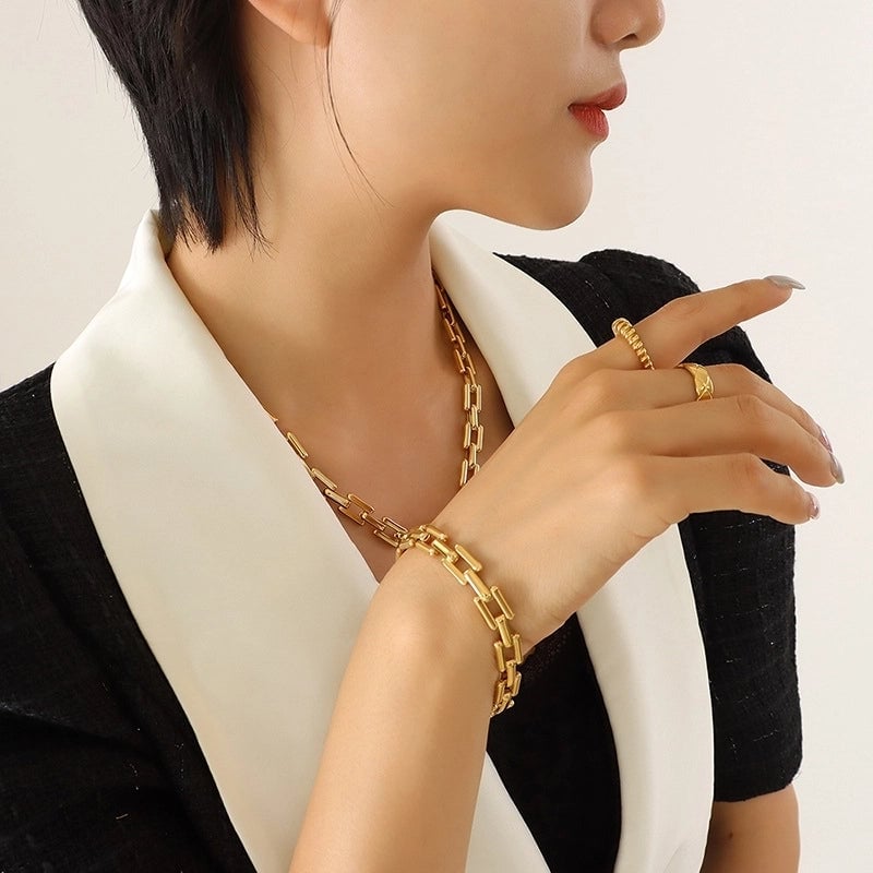 Fashion Geometric Titanium Steel Bracelets Necklace