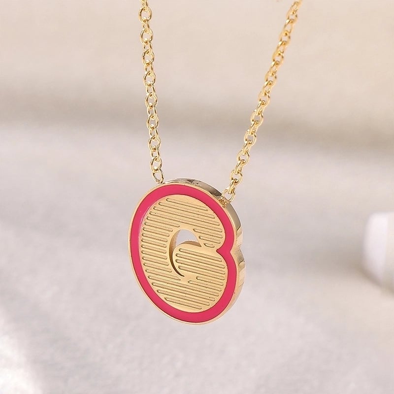 Sweet Minimalist Artistic Letter Stainless Steel Enamel Plating Pendant Necklace