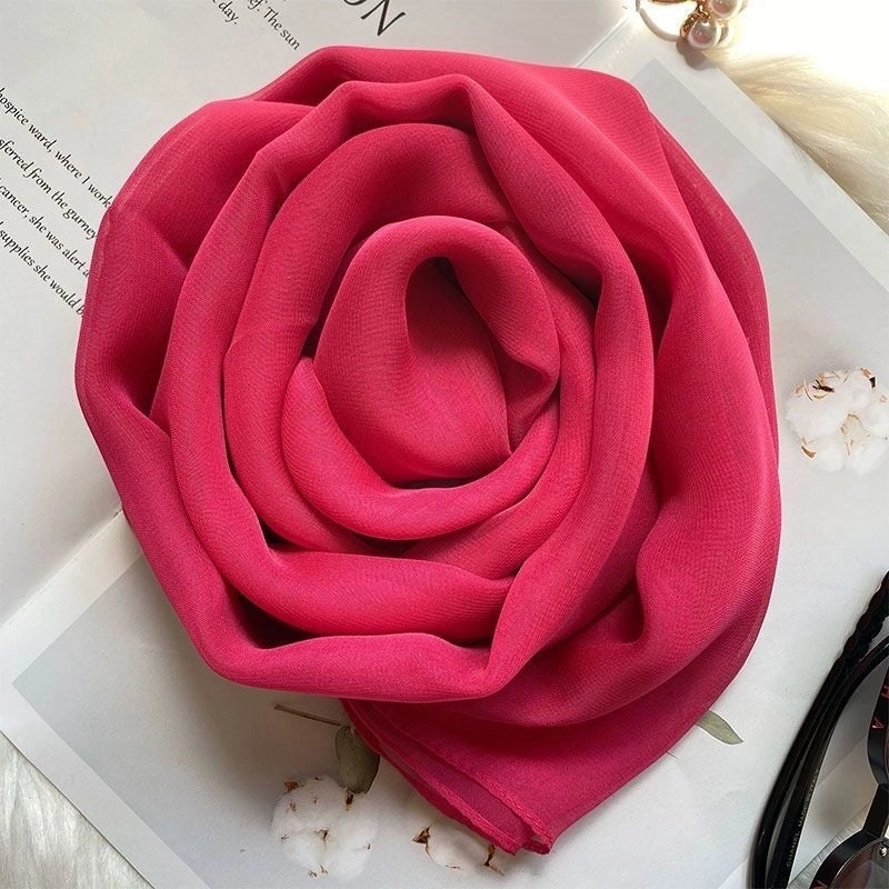 Women's Basic Lady Solid Color Georgette Silk Scarf